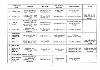 Chương trình hoạt động Lễ hội Hoa Lư năm 2019 3