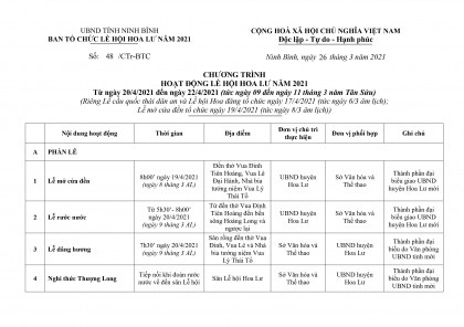 Chương trình Lễ hội Hoa Lư năm 2021 2