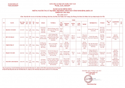 Danh sách chính thức những người ứng cử Đại biểu Hội đồng nhân dân tỉnh Ninh Bình, nhiệm kỳ 2021-2026 7